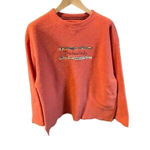 Vintage 90s Tradewinds Orange Fleece Long Sleeve Pullover Sz XL